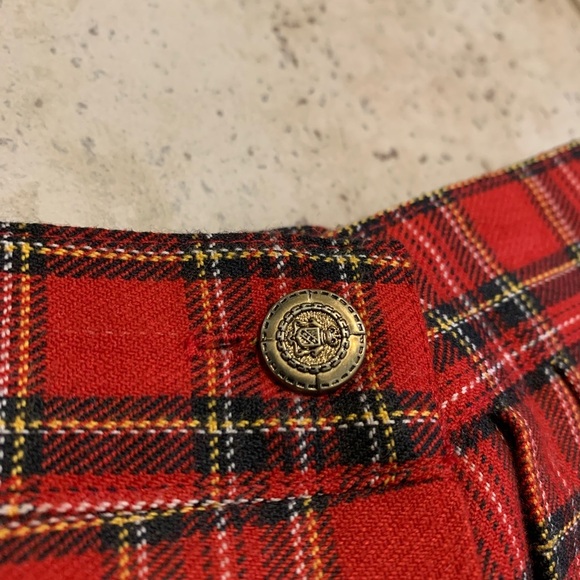 Vintage 70s/80s Principles Red Plaid Pleated Midi Skirt Size 12 - Picture 2 of 8